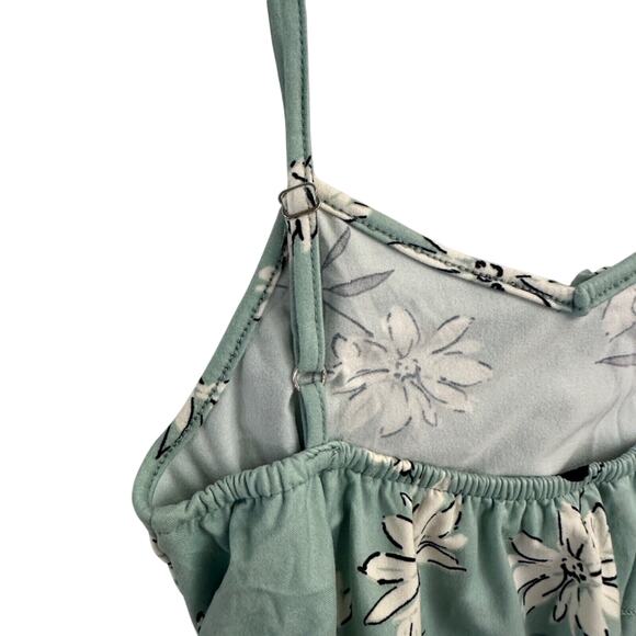 Girls Mint Green Ruffle Jumpsuit Size M Flowy Floral Boho Spring Outfit - Picture 12 of 13